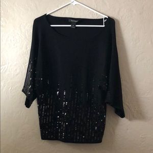 Black short sleeve sparkly sweater